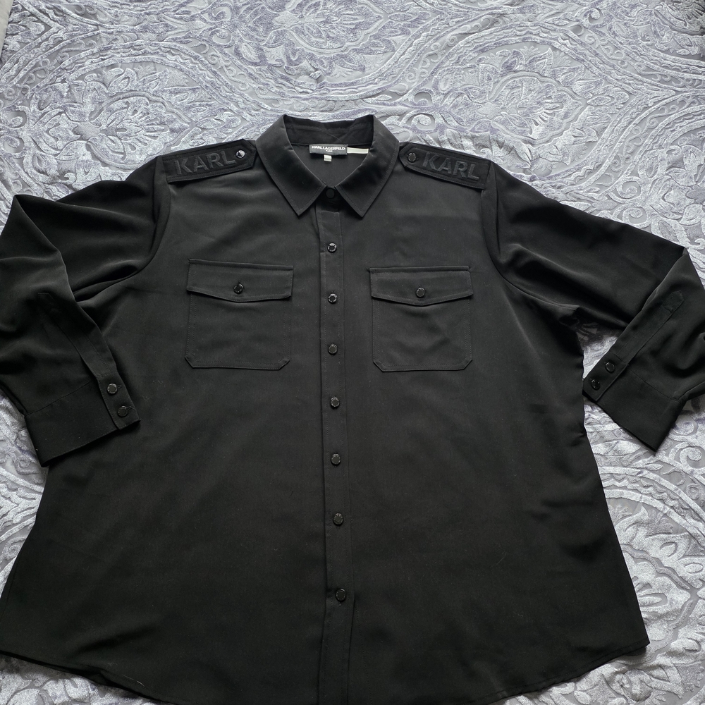 Karl Lagerfeld Paris Womens Plus Size Utility Shirt NWT - Picture 7 of 11